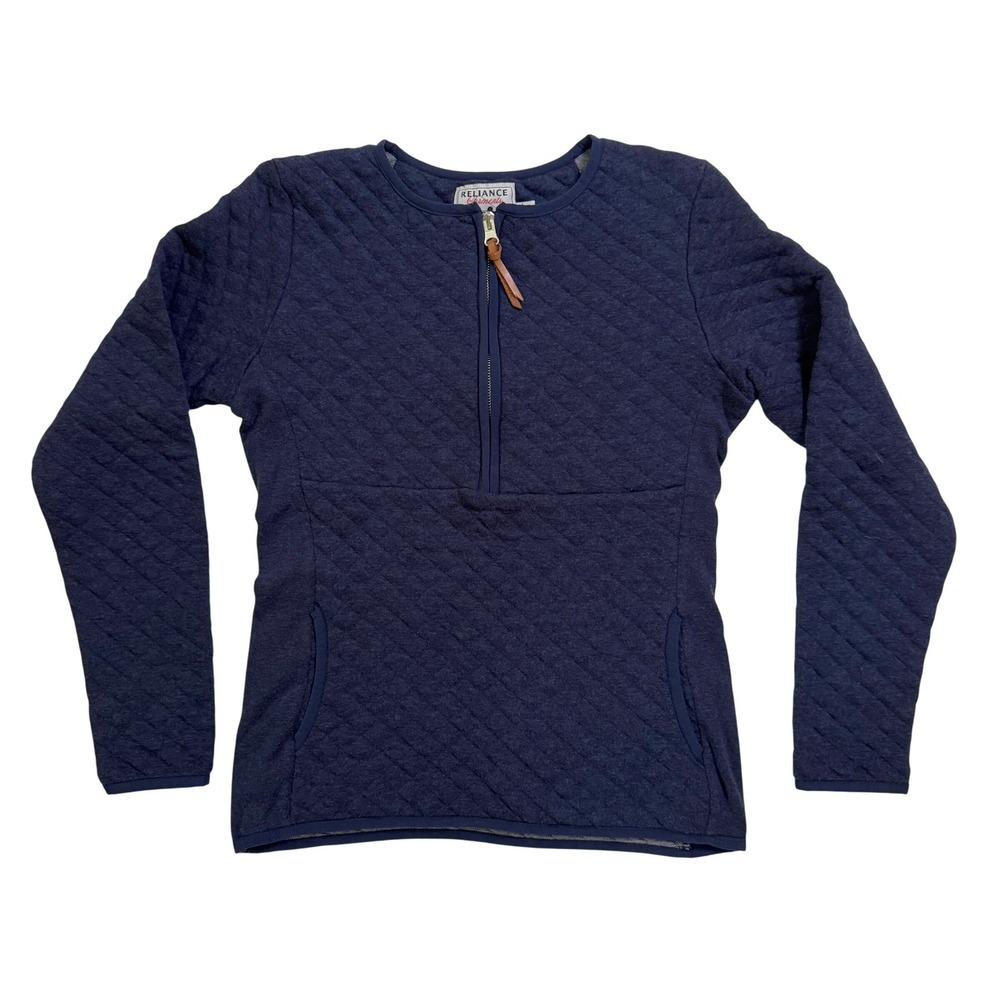 Guideboat Co Pullover XS Navy Blue Quilted Quarter Zip Reliance Garments Top